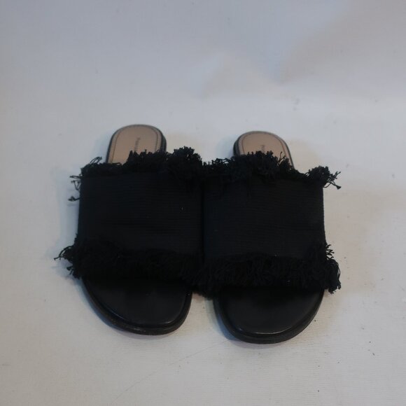 Proenza Schouler Black Fray Fringe Trim Canvas Slip-On Slide Sandal 38.5 US/8.5 - Picture 2 of 16